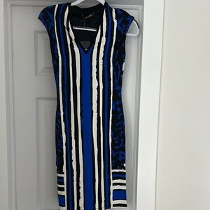 Roberto Cavalli Stylish Blue and Black Striped Dress